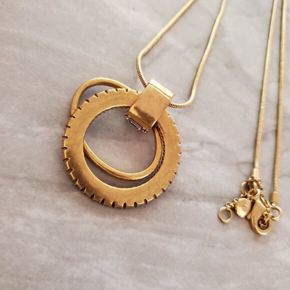 ✨ J.Crew snake Chain Rhinesontes Crystals Hoops Pendant Statement Necklace ✨ - Picture 8 of 12